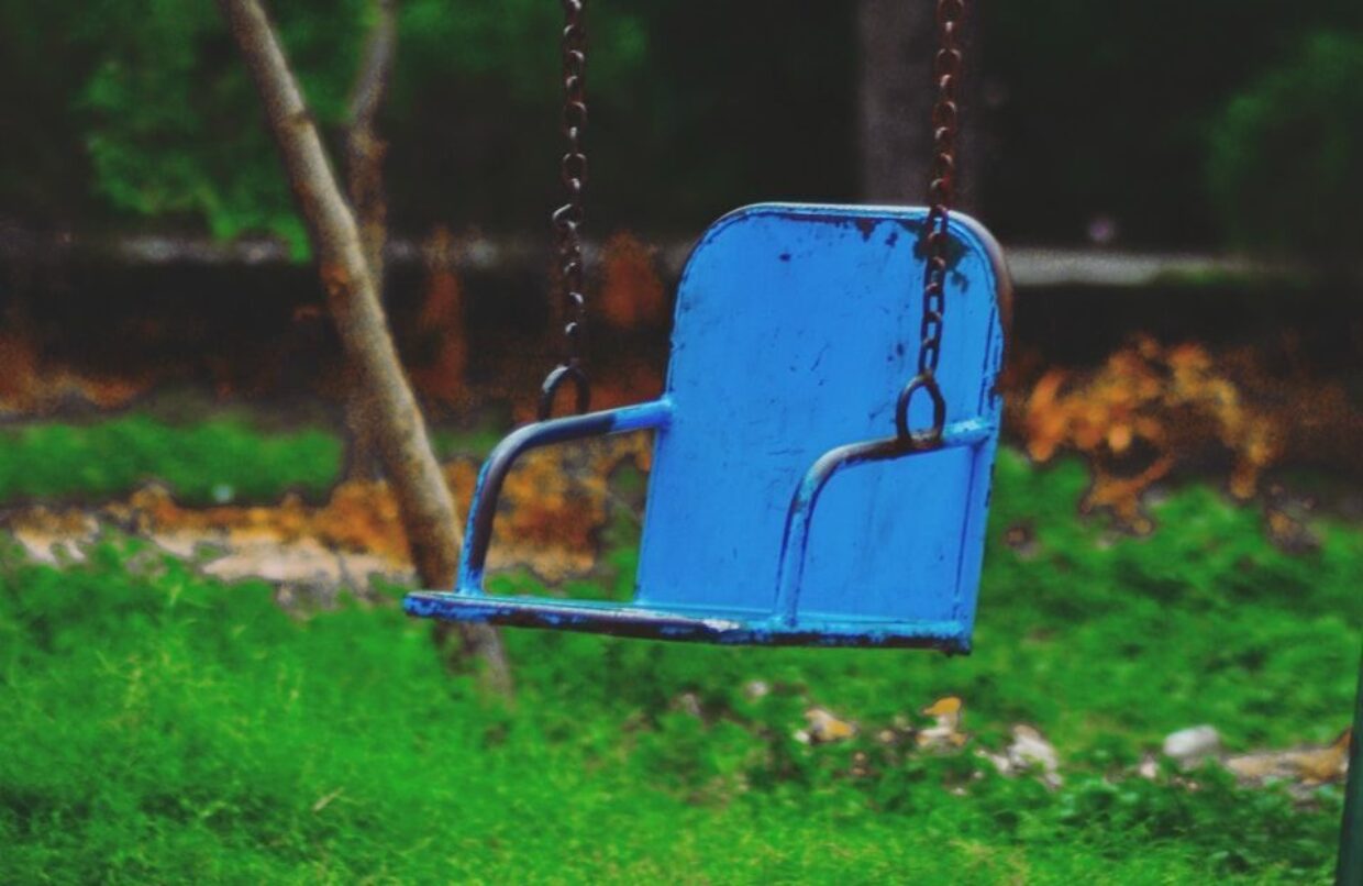 blue metal swing